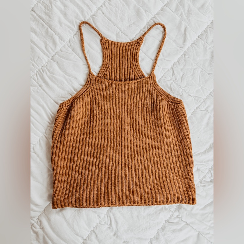 Ribbed Knit Tank Top in Brown